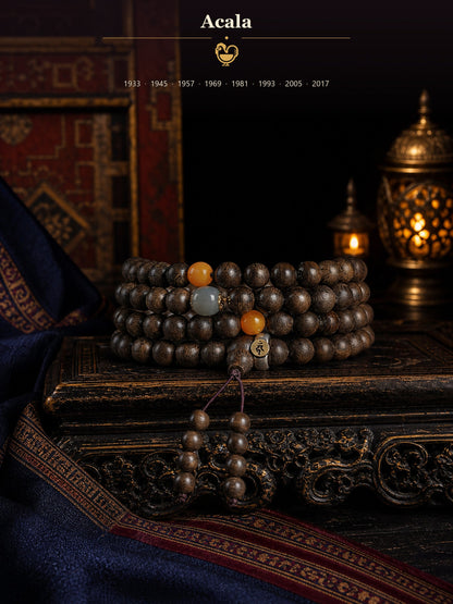 8 mm agarwood mala bracelet — Acala — Rooster