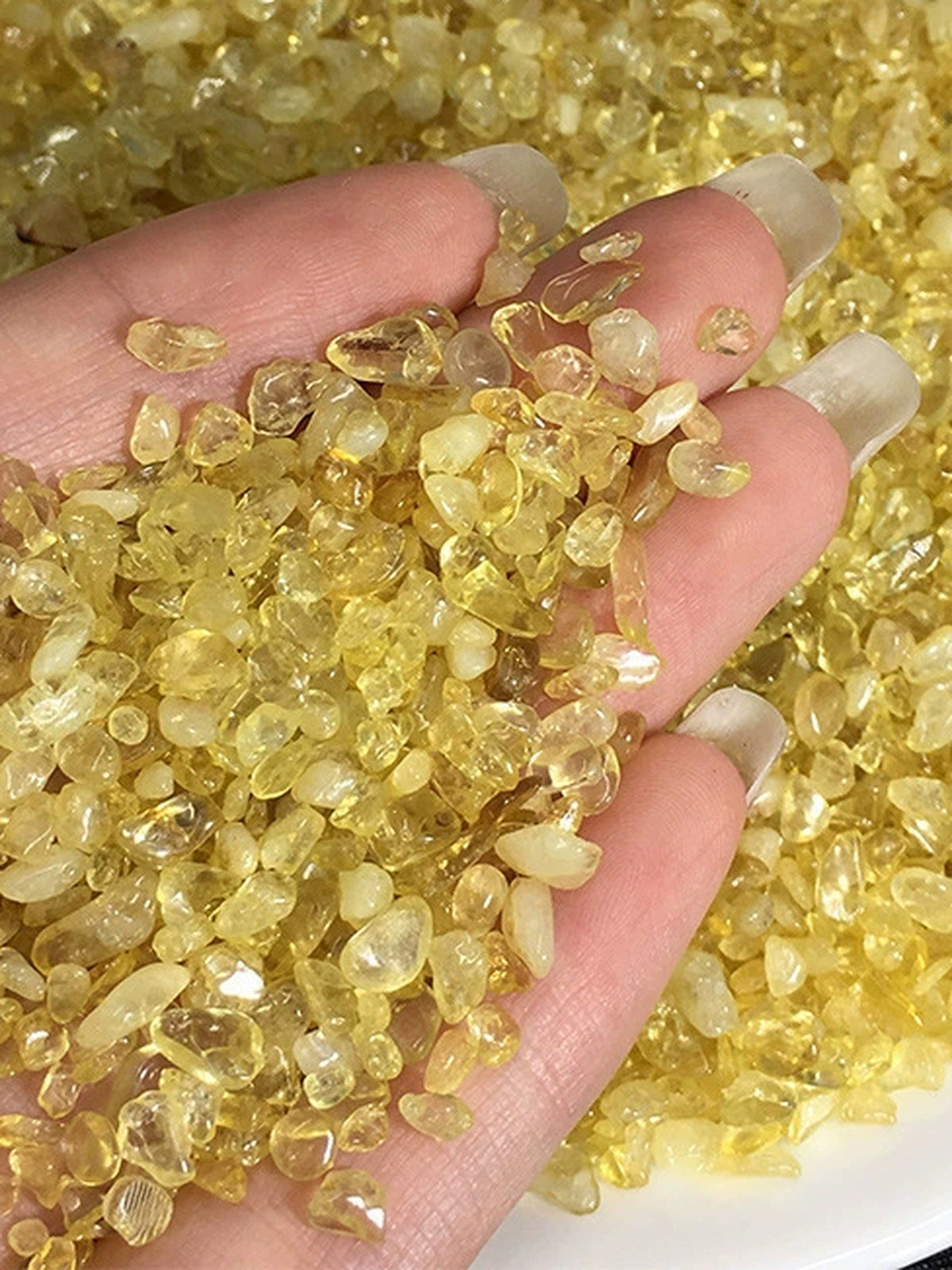 Yellow Quartz crystal chips, 100g