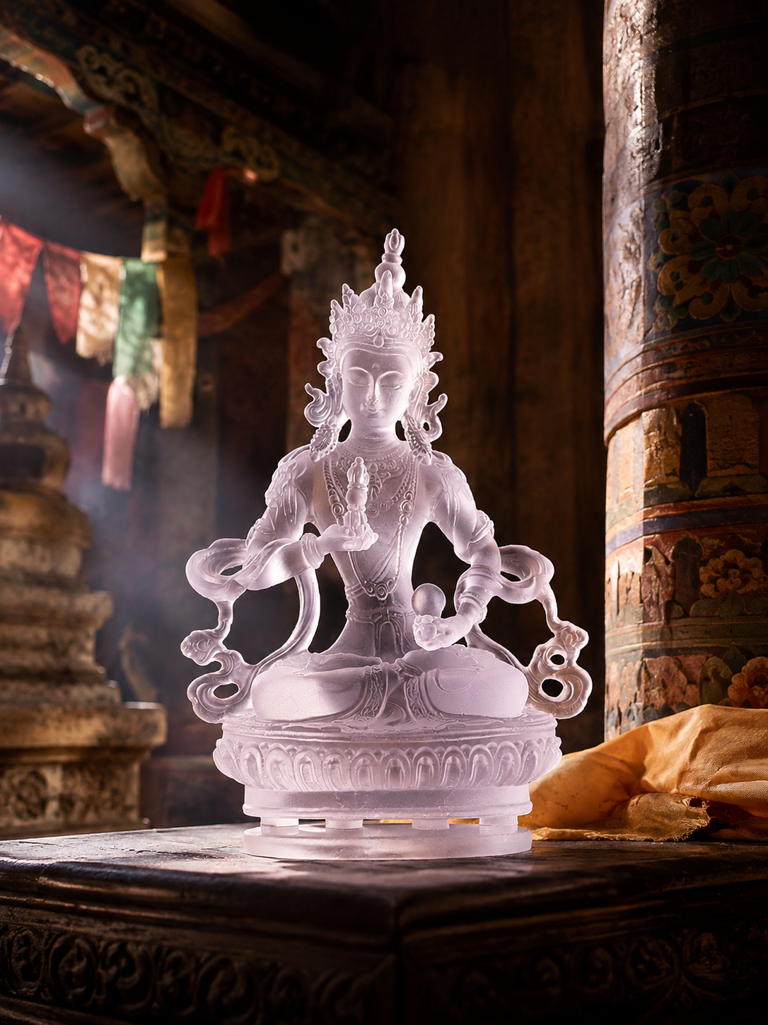 Plain Vajrasattva statue in a Tibetan interior