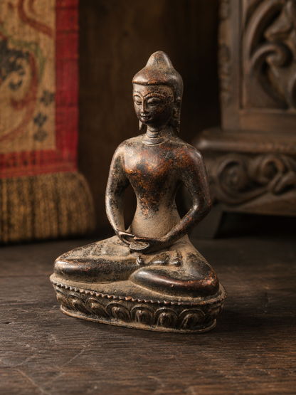 Tibetan-style brass seated Buddha statue