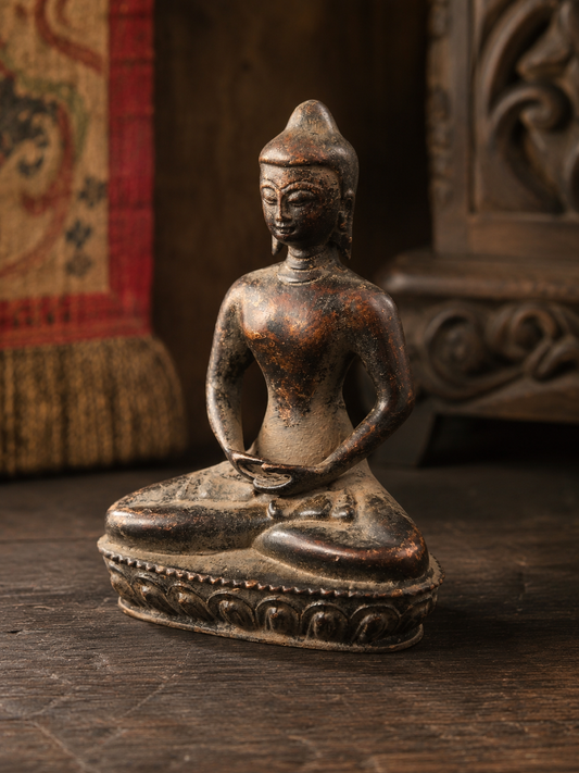 Tibetan-style brass seated Buddha statue