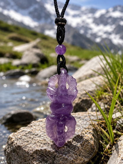 Tibetan vajra natural amethyst pendant necklace