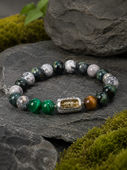 Natural Multi-Stone Mantra Prayer Wheel Bracelet — main product view