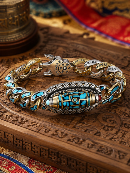 Tibetan Nine-Eye Dzi Guardian Bracelet — alternate view