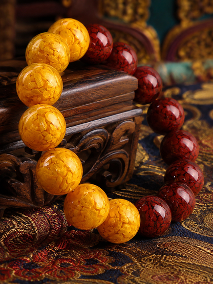 Natural Purple-Gold Cinnabar Wisdom Bracelet — detail view