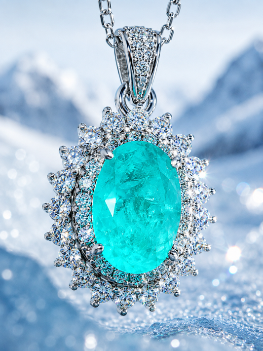 Paraiba-Tone Halo Pendant Necklace — main product view