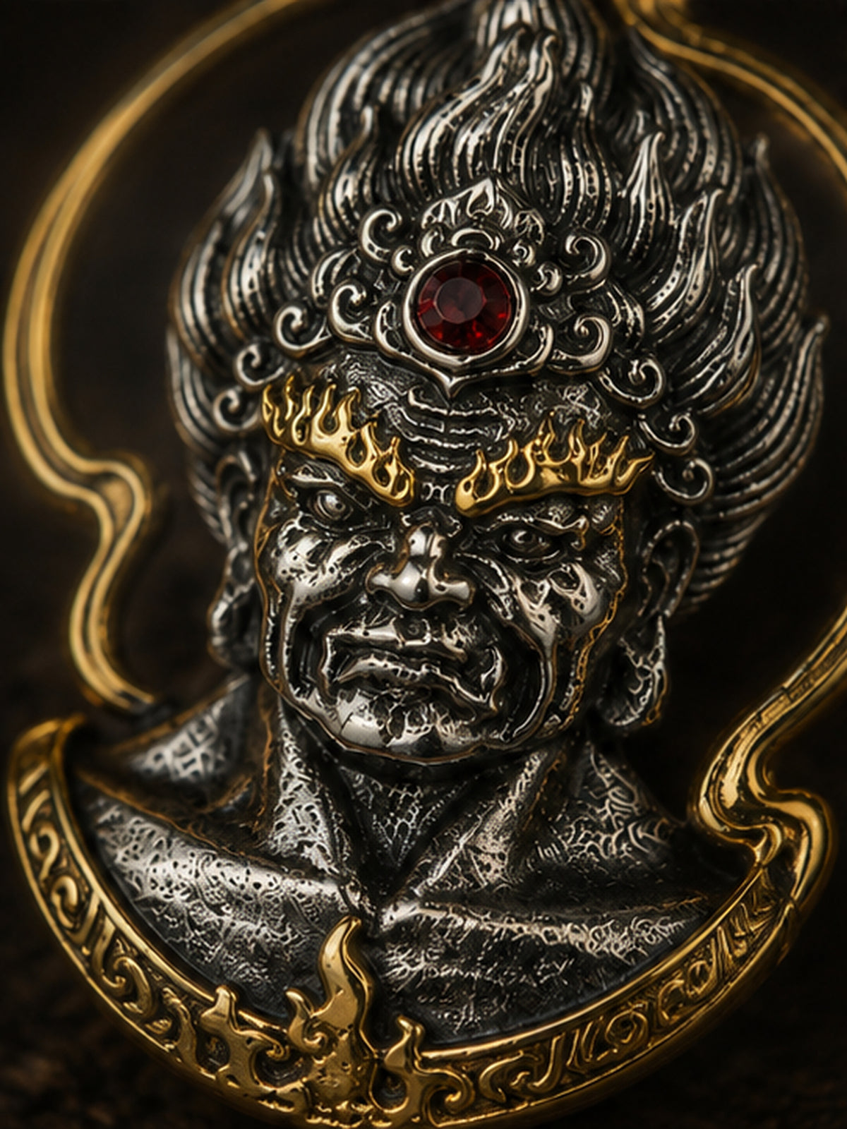 Tibetan Acala Guardian Pendant — detail view