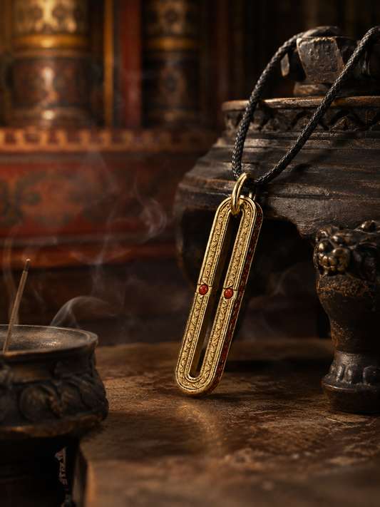Tibetan Cloud-Pattern Star Chart Long Plaque Pendant — main product view