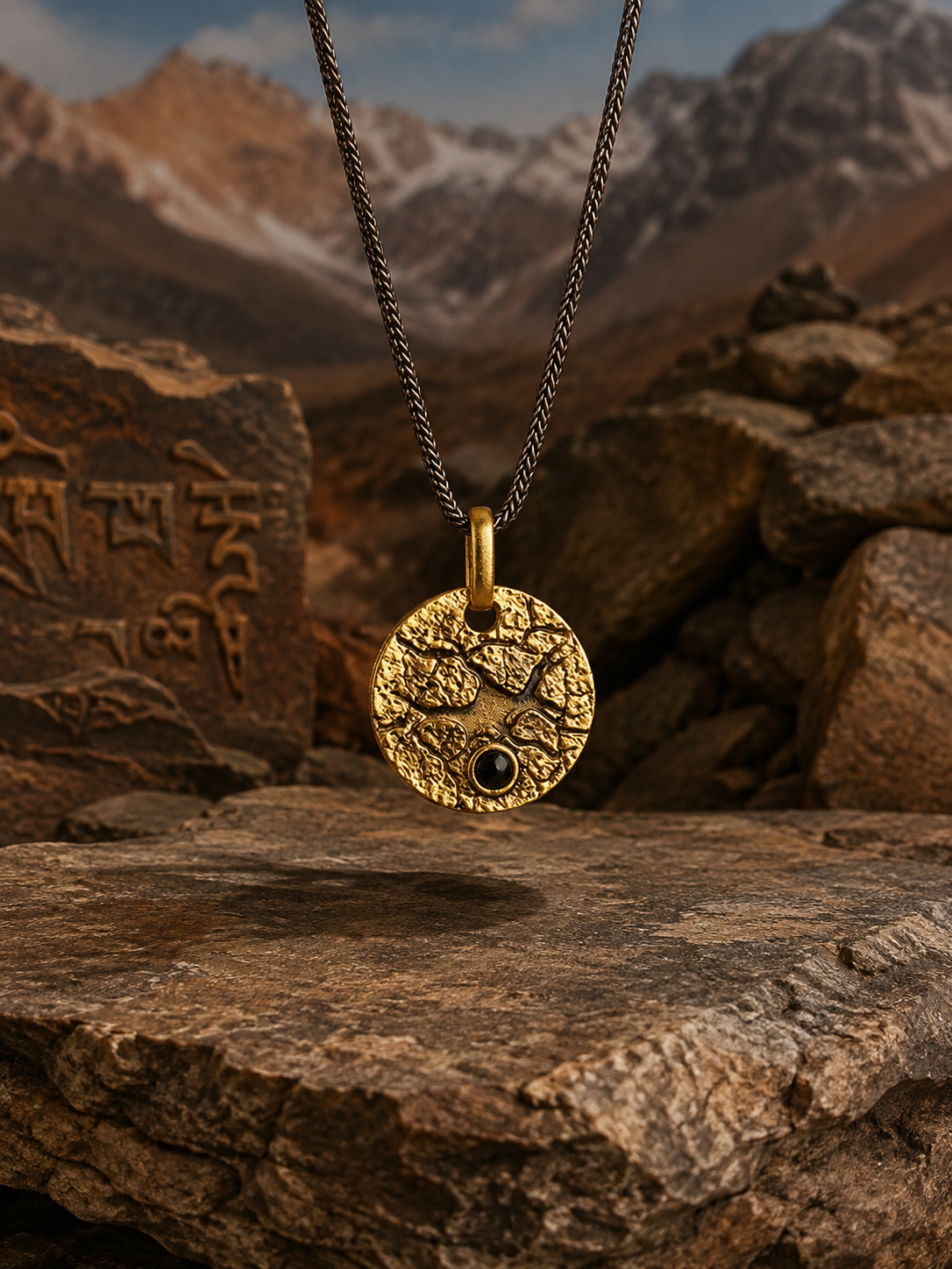 Buddhist Five-Element Blessing Pendant — Earth main view