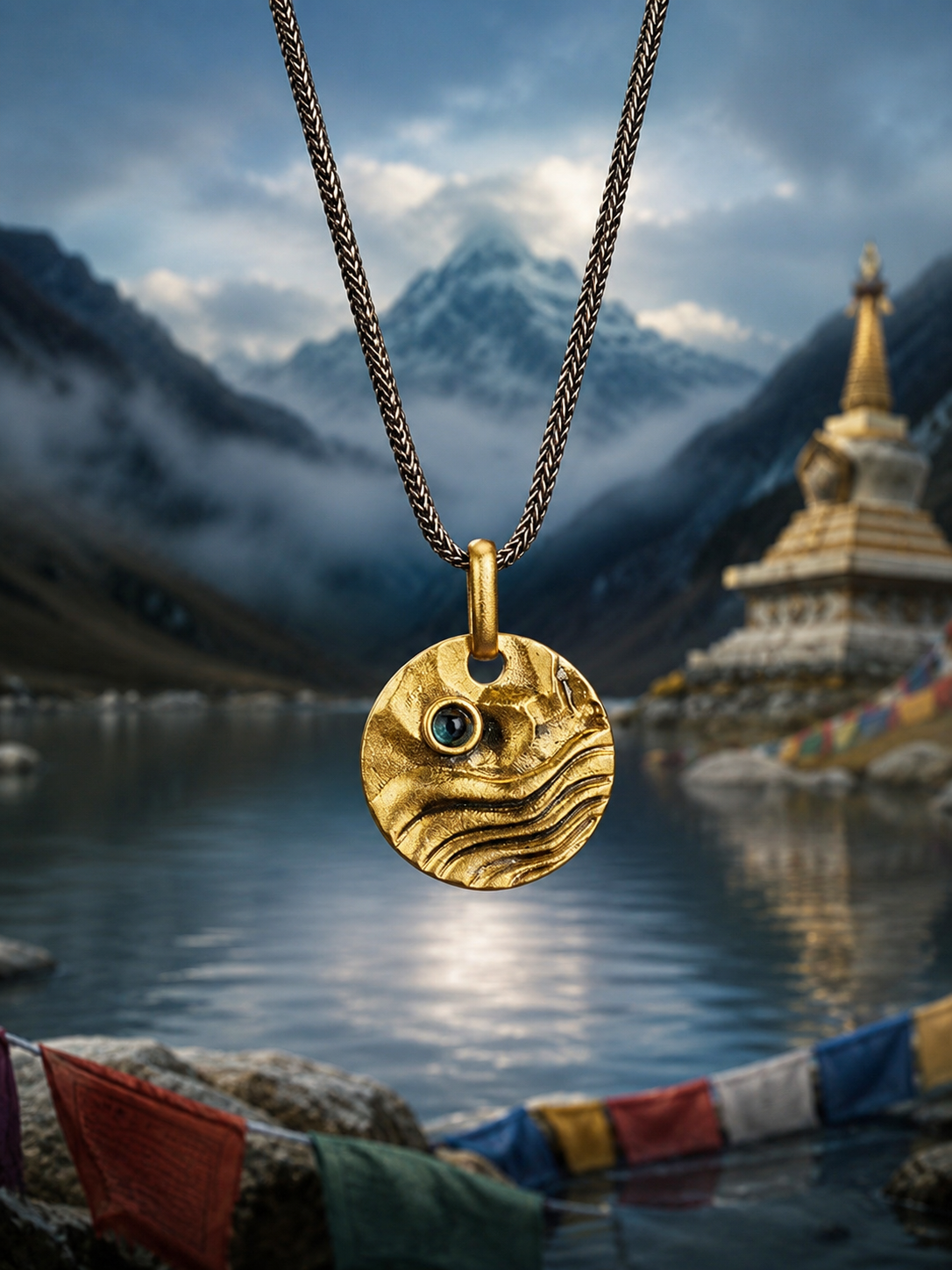 Buddhist Five-Element Blessing Pendant — Water main view