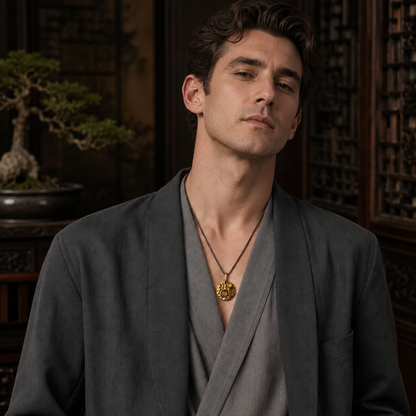 Buddhist Five-Element Blessing Pendant — wearing view