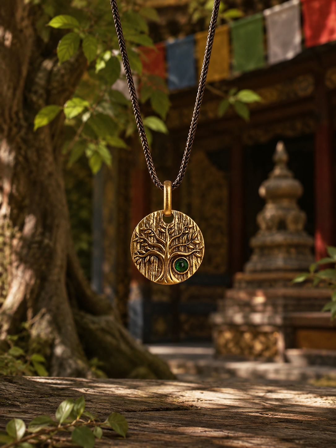Buddhist Five-Element Blessing Pendant — Wood main view