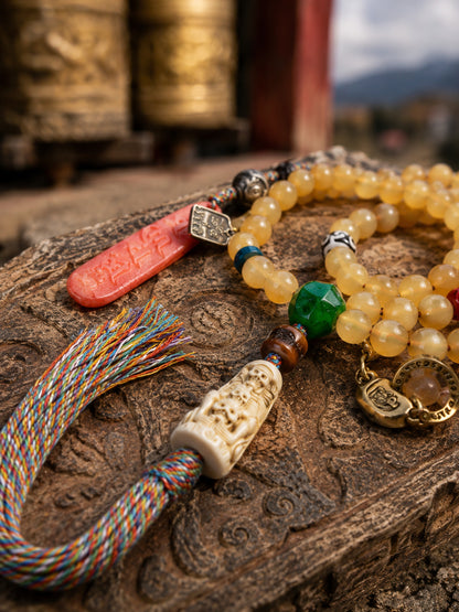 108-Bead Sheep Horn Mala — detail view 2