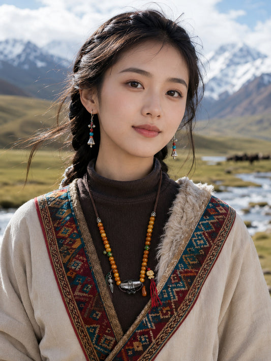 Yak Bone Mala — 40 Beads — worn or detail view