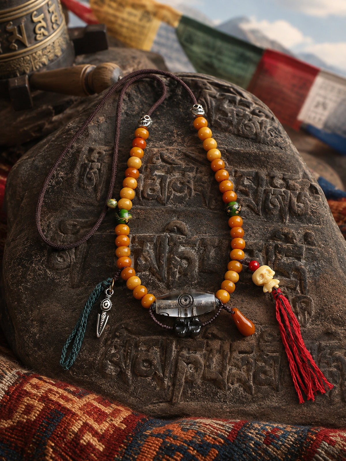 Yak Bone Mala — 40 Beads — detail view 2