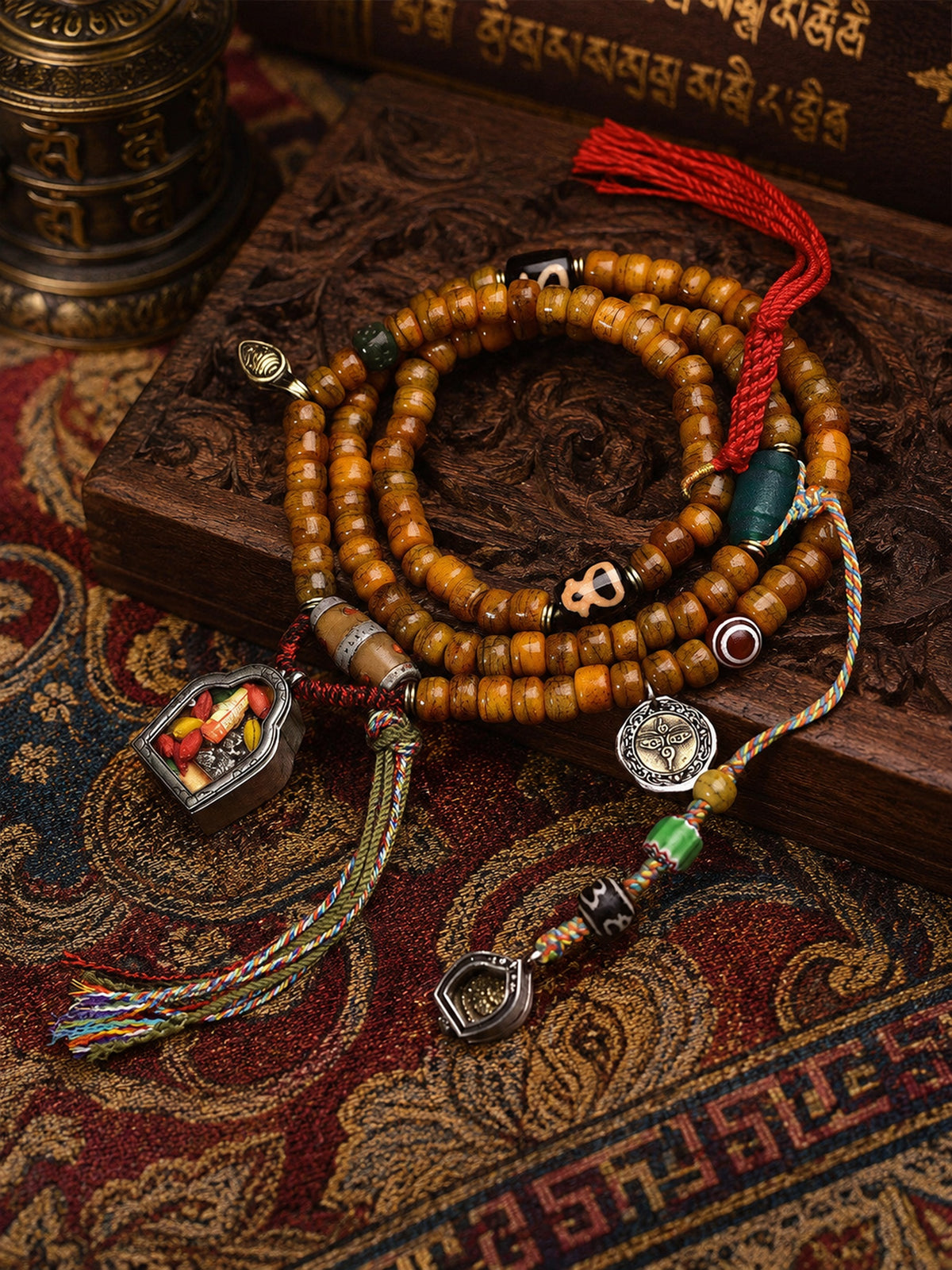 108-Bead Camel Bone Barrel Mala — detail view 1