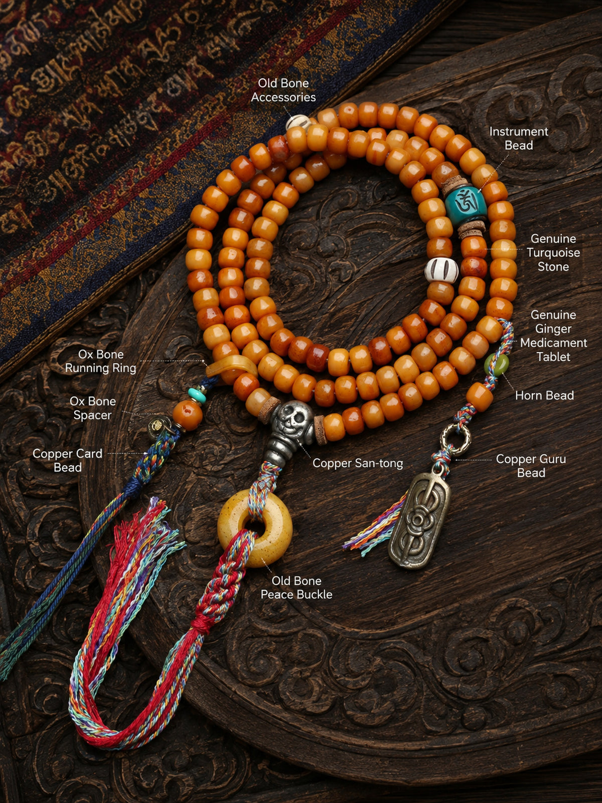 108-Bead Phoenix Eye Bodhi Mala — detail view 3