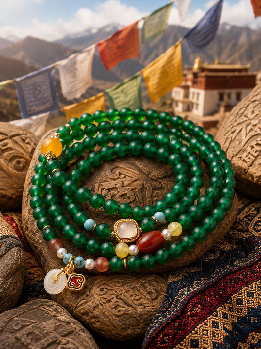 108-Bead Green Agate Chakra-Inspired Mala — main view