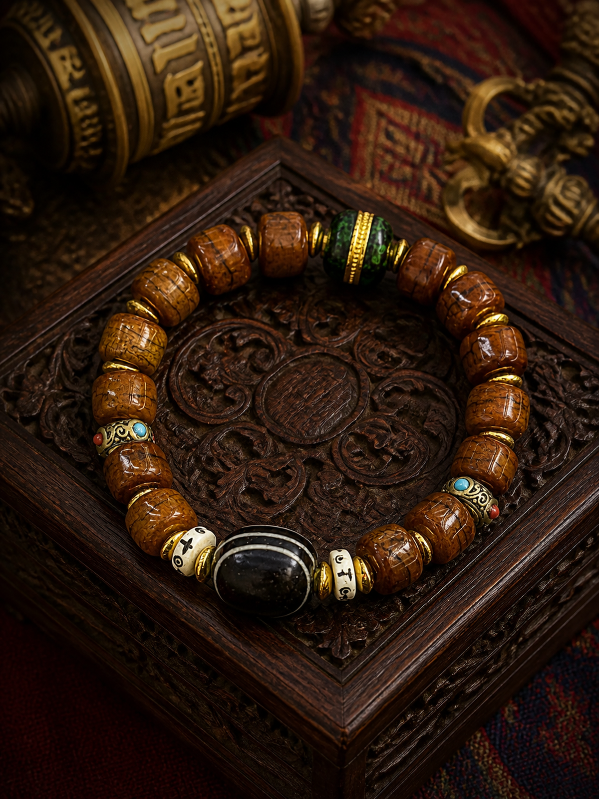 Tibetan Yak Bone Mala Bracelet — main view
