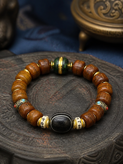 Tibetan Yak Bone Mala Bracelet — detail view