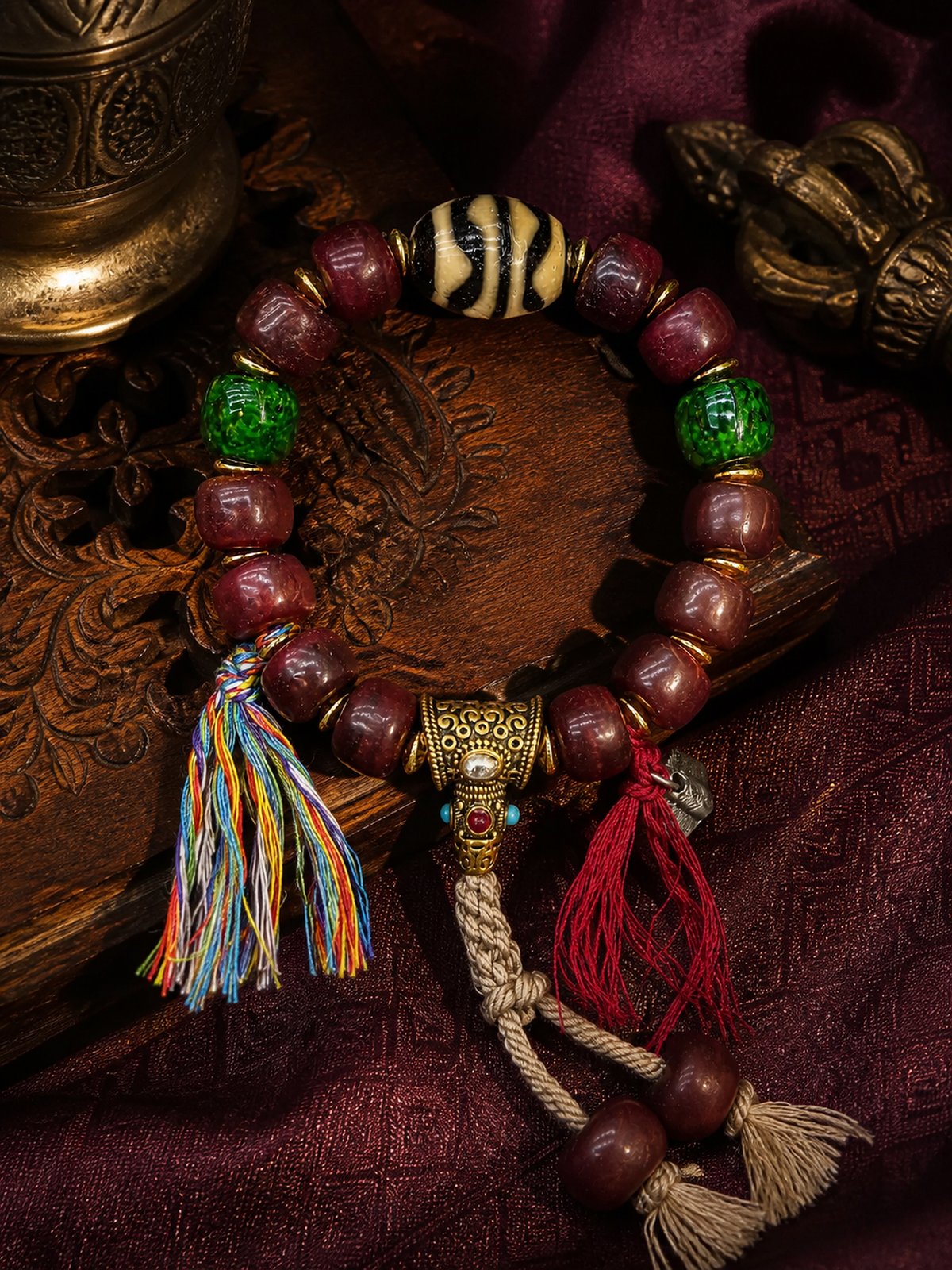 Tibetan Yak Bone Mala Bracelet — Heritage Style II — main view