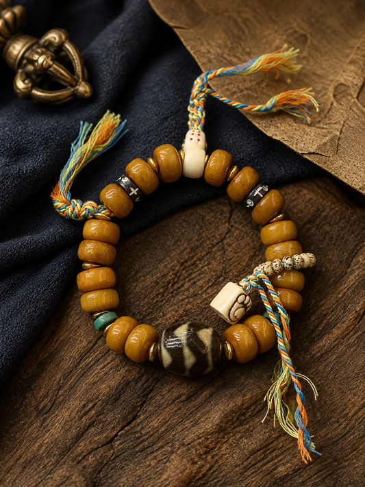 Tibetan Yak Bone Mala Bracelet — Heritage Style III — main view