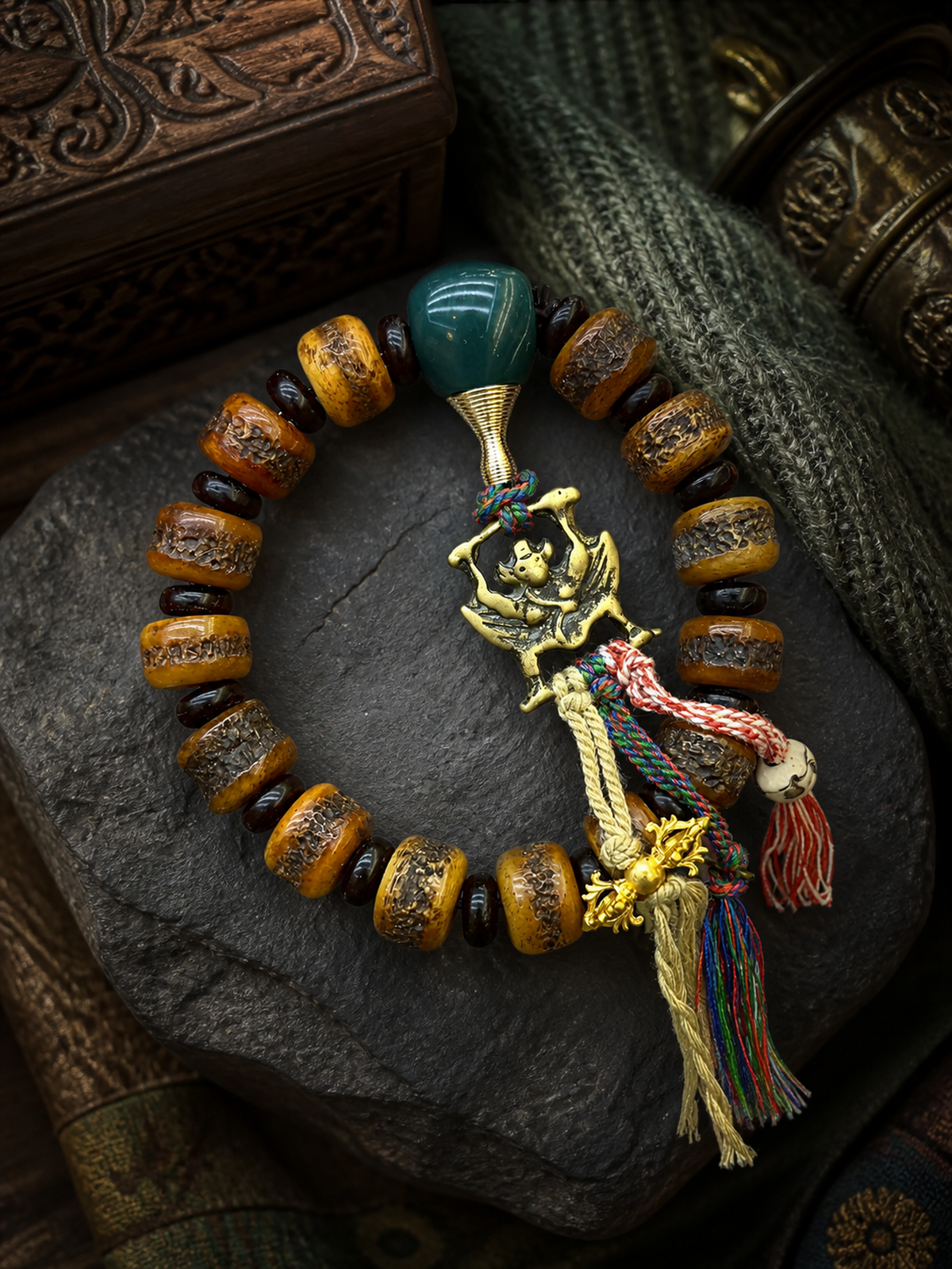 Tibetan Yak Bone Mala Bracelet — Heritage Style IV — main view