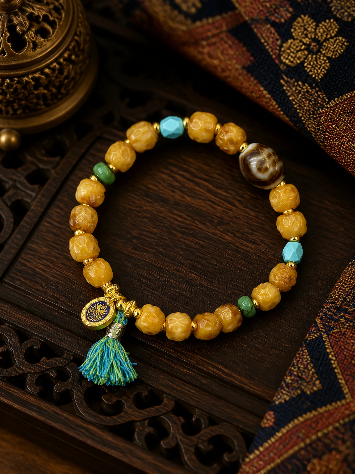 Tibetan Yak Bone Mala Bracelet — Small Bead — main view