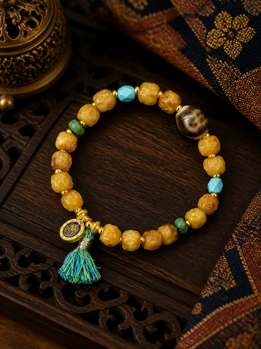 Tibetan Yak Bone Mala Bracelet — Small Bead — main view