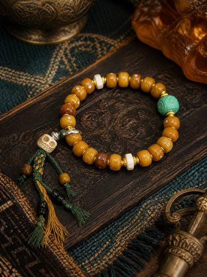Tibetan Bone Mala Bracelet with Character Bead — main view