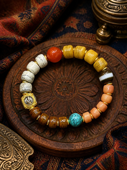 Tibetan Four-Tone Bone Mala Bracelet — main view