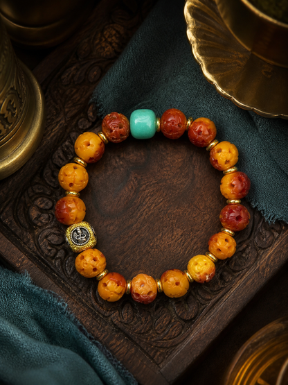 Tibetan Bone Mala Bracelet with Cuju Ball Beads — main view