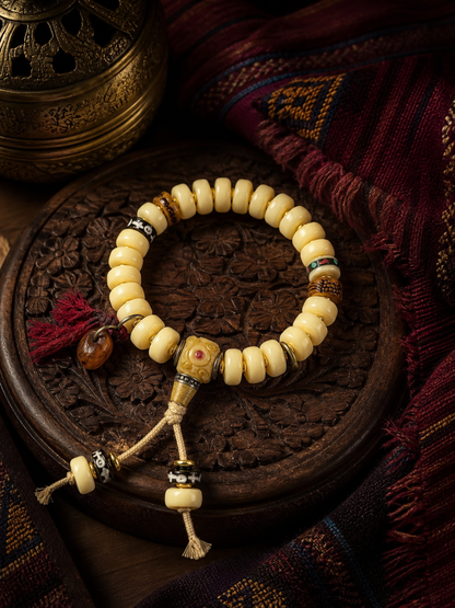 Tibetan Cream-Toned Bone Mala Bracelet — main view
