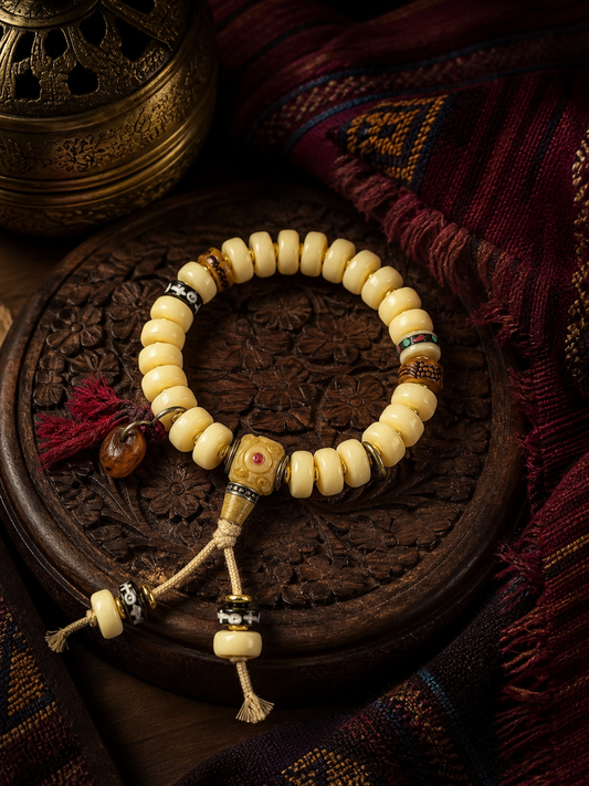 Tibetan Cream-Toned Bone Mala Bracelet — main view