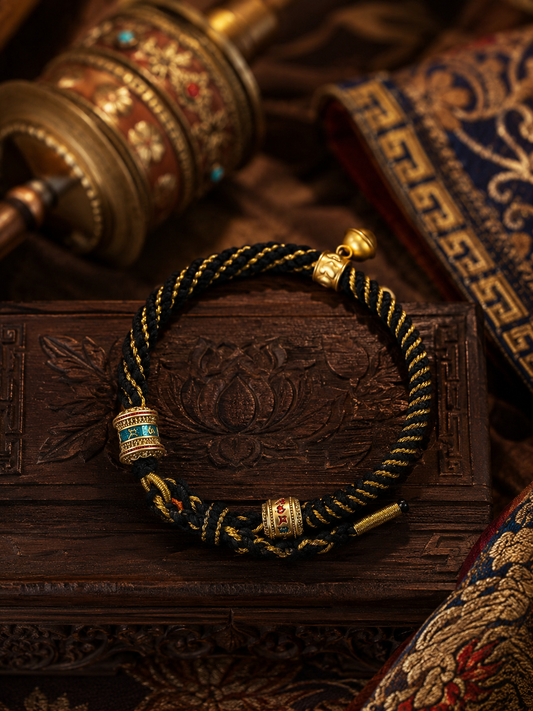 Tibetan six-syllable mantra five-color cord bracelet product view