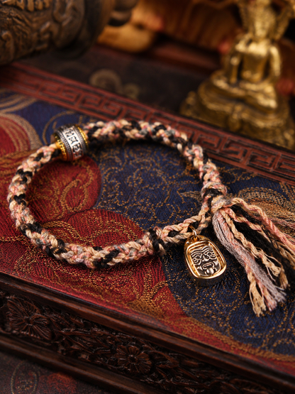 Rose Tibetan thangka-inspired prosperity woven bracelet product view