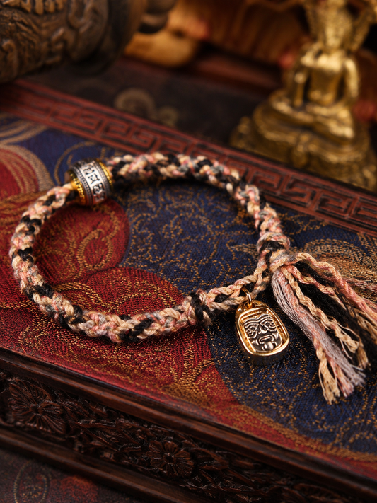Rose Tibetan thangka-inspired prosperity woven bracelet product view