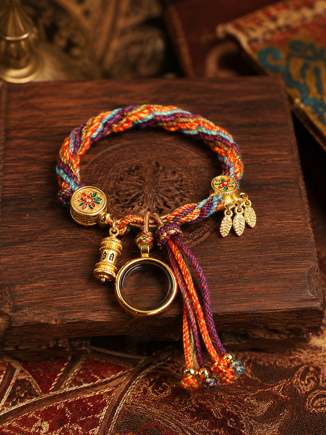 Tibetan six-syllable mantra prayer wheel dreamcatcher bracelet product view
