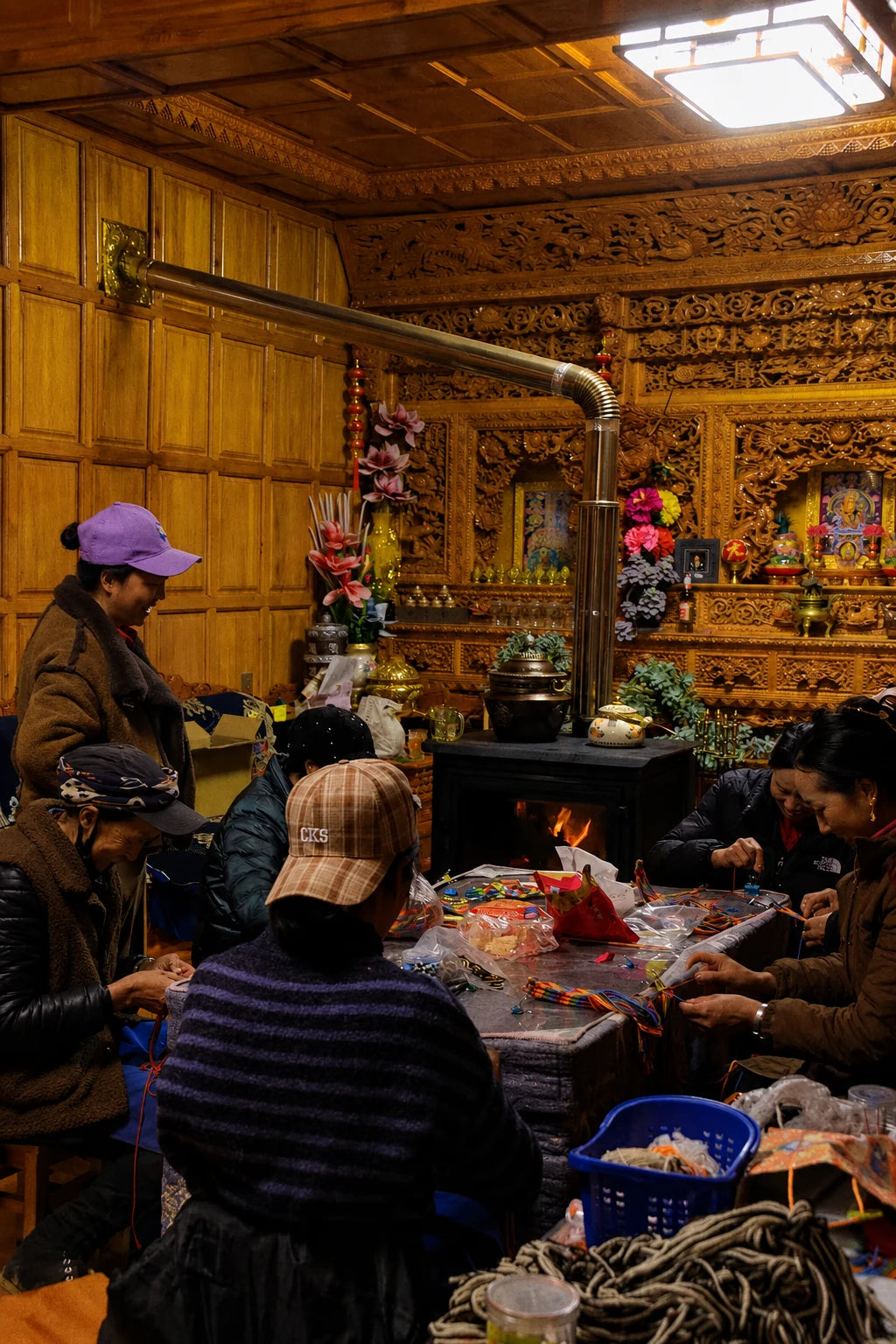 A group making objects together by hand